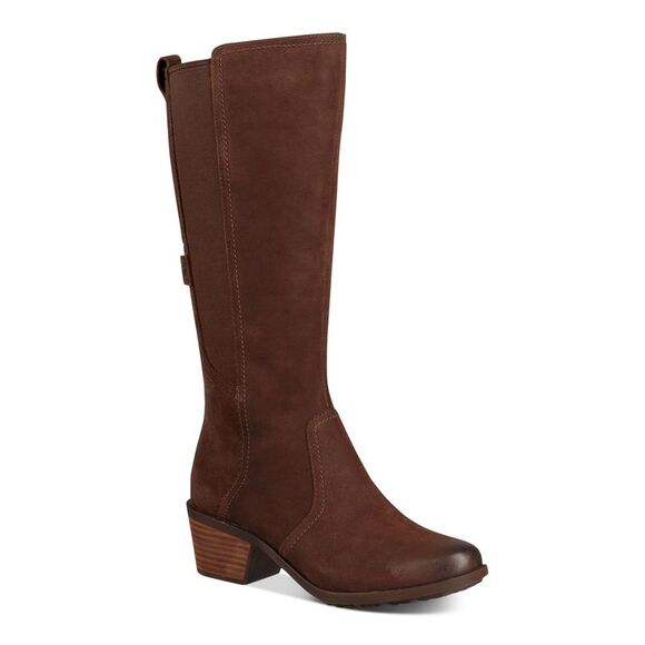 TEVA Shoes - TEVA Womens Brown Waterproof Anaya Round Toe Block Heel Leather Riding Boot 5